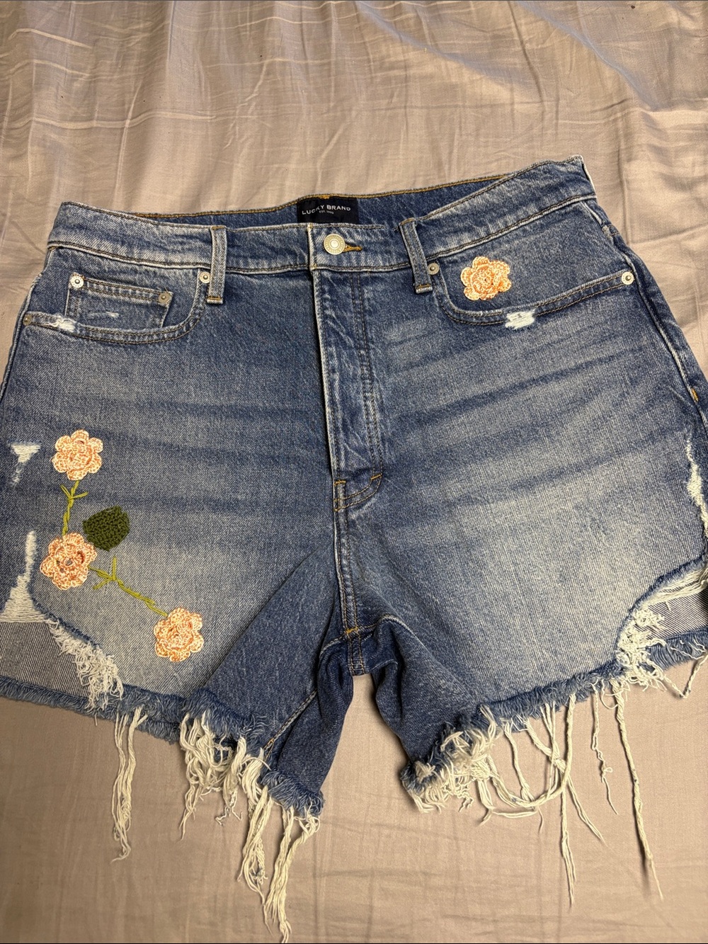 Lucky Brand Denim Floral Knit Shorts